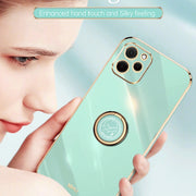 For Huawei nova Y61 XINLI Straight Edge 6D Electroplate TPU Phone Case with Ring Holder(Cherry Purple)