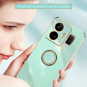 For Realme GT Neo 5 XINLI Straight Edge 6D Electroplate TPU Phone Case with Ring Holder(Black)