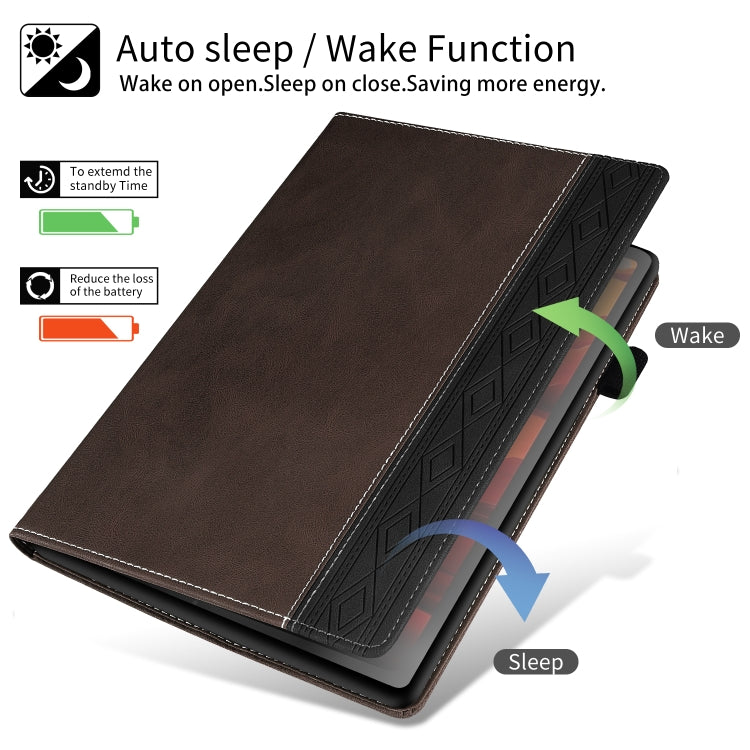For Lenovo Tab M10 Plus 3rd Gen Splicing Series Tablet Leather Case(Coffee) - Lenovo by PMC TechLife | Online Shopping South Africa | PMC TechLife | Buy Now Pay Later Mobicred