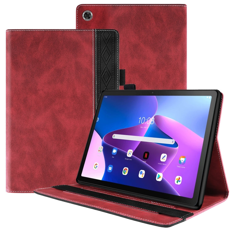For Lenovo Tab M10 Plus 3rd Gen Splicing Series Tablet Leather Case(Red) - Lenovo by PMC TechLife | Online Shopping South Africa | PMC TechLife | Buy Now Pay Later Mobicred
