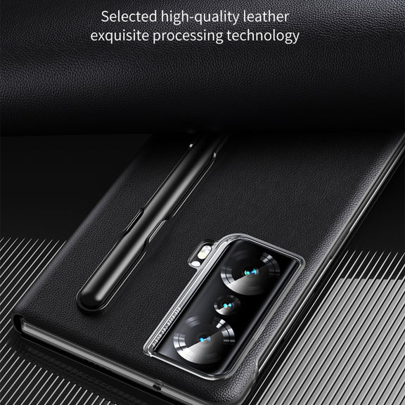 For Honor Magic Vs Side Window View Smart Lychee Texture Leather Phone Case(Green)