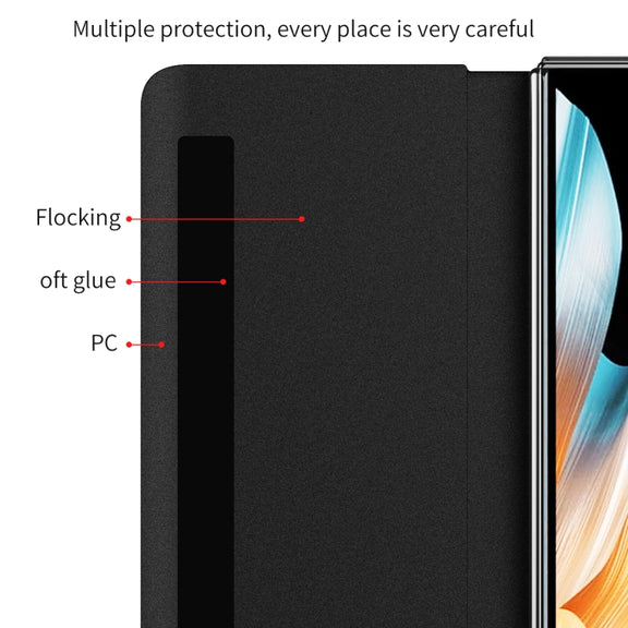 For Honor Magic Vs Side Window View Smart Lychee Texture Leather Phone Case with Pen Slot(Pink)