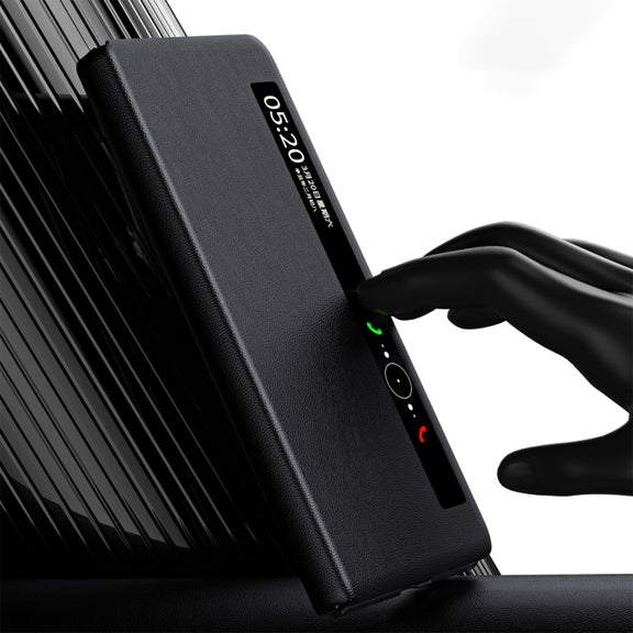 For Honor Magic Vs Side Window View Smart Lychee Texture Leather Phone Case with Pen Slot(Red)