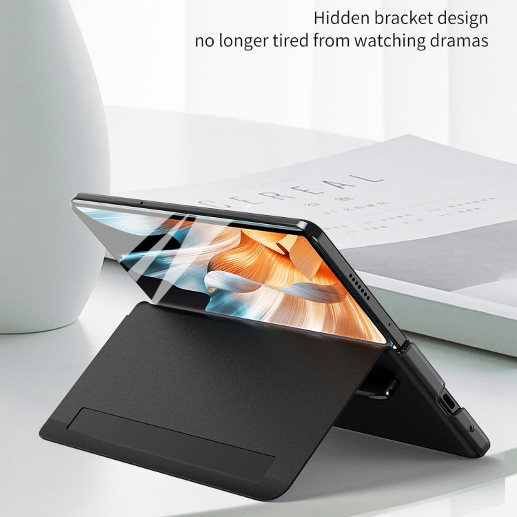 For Honor Magic Vs Side Window View Smart Lychee Texture Leather Phone Case with Pen Slot(Black) - Honor Cases by PMC TechLife | Online Shopping South Africa | PMC TechLife | Buy Now Pay Later Mobicred