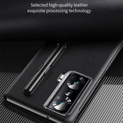 For Honor Magic Vs Side Window View Smart Lychee Texture Leather Phone Case with Pen Slot(Orange)