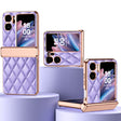 For OPPO Find N2 Flip Rhombus Pattern Electroplated Plain Leather Magnetic Phone Case with Hinge(Purple) - Find N2 Flip Cases by PMC TechLife | Online Shopping South Africa | PMC TechLife