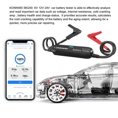 KONNWEI BK200 6V/12V/24V Car Bluetooth Battery Tester(Black) - free shipping - PMC Jewellery - Order now!