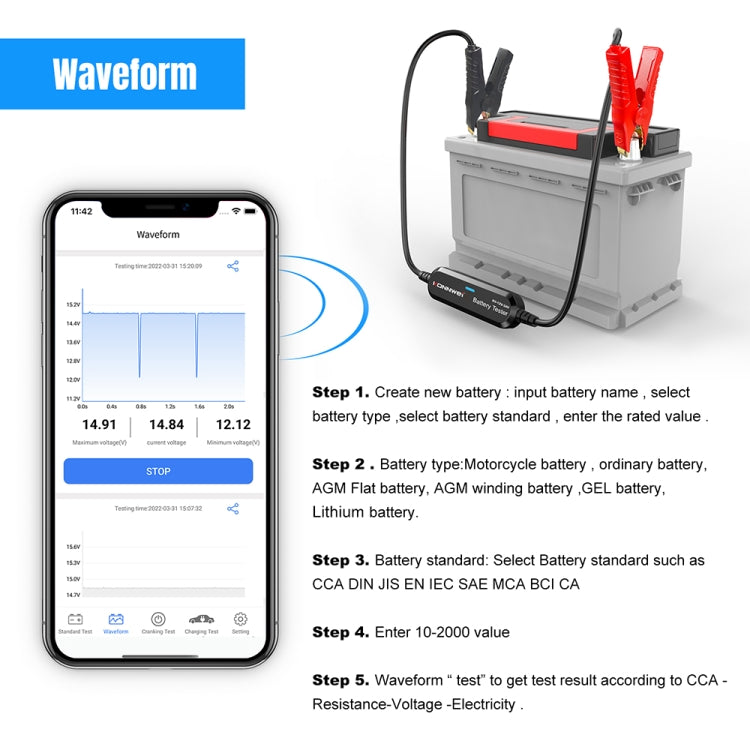 KONNWEI BK200 6V/12V/24V Car Bluetooth Battery Tester(Black) - free shipping - PMC Jewellery - Order now!