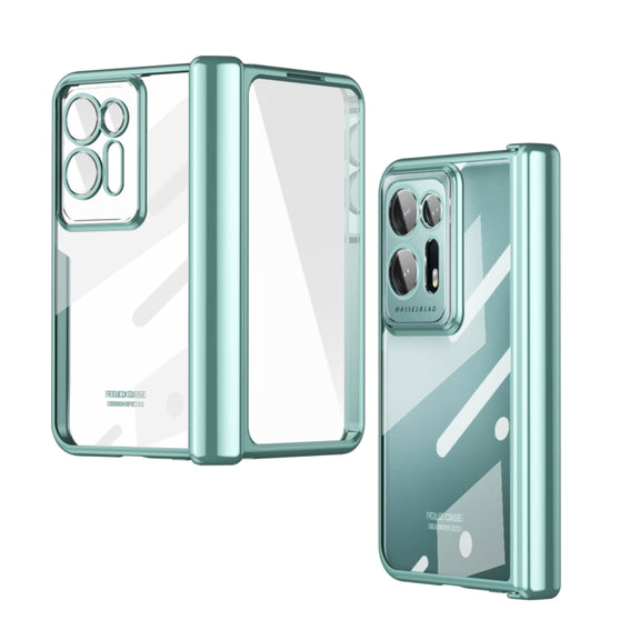 For OPPO Find N2 Integrated Electroplating Magnetic Transparent All-inclusive Phone Case with Hinge(Green)