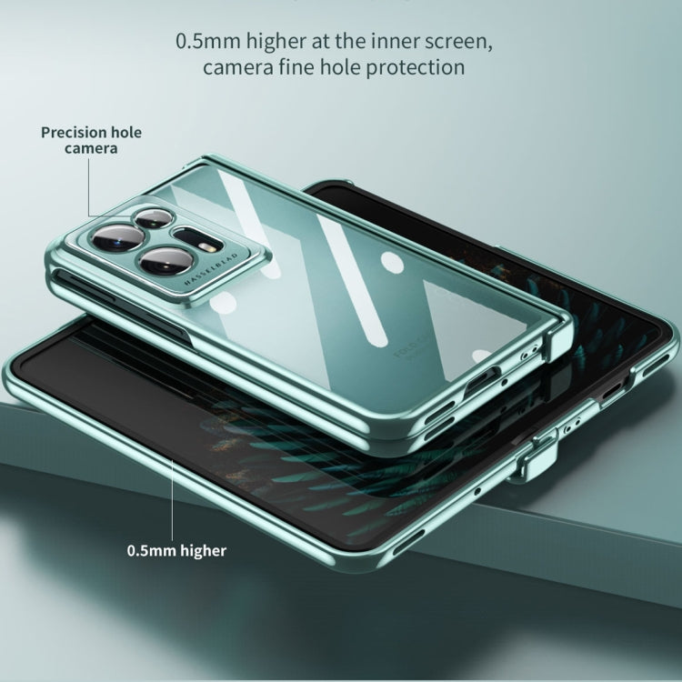 For OPPO Find N2 Integrated Electroplating Magnetic Transparent All-inclusive Phone Case with Hinge(Green) - OPPO Cases by PMC TechLife | Online Shopping South Africa | PMC TechLife