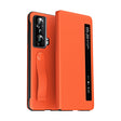 For Honor Magic Vs Side Window View Smart Litchi Pattern Leather Phone Case with Hand Strap(Orange) - Honor Cases by PMC TechLife | Online Shopping South Africa | PMC TechLife | Buy Now Pay Later Mobicred