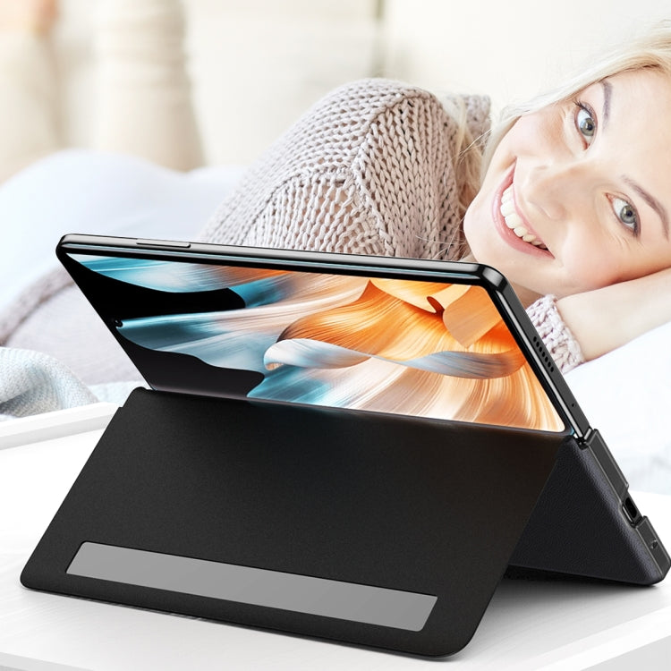 For Honor Magic Vs Side Window View Smart Litchi Pattern Leather Phone Case with Hand Strap(Orange) - Honor Cases by PMC TechLife | Online Shopping South Africa | PMC TechLife | Buy Now Pay Later Mobicred