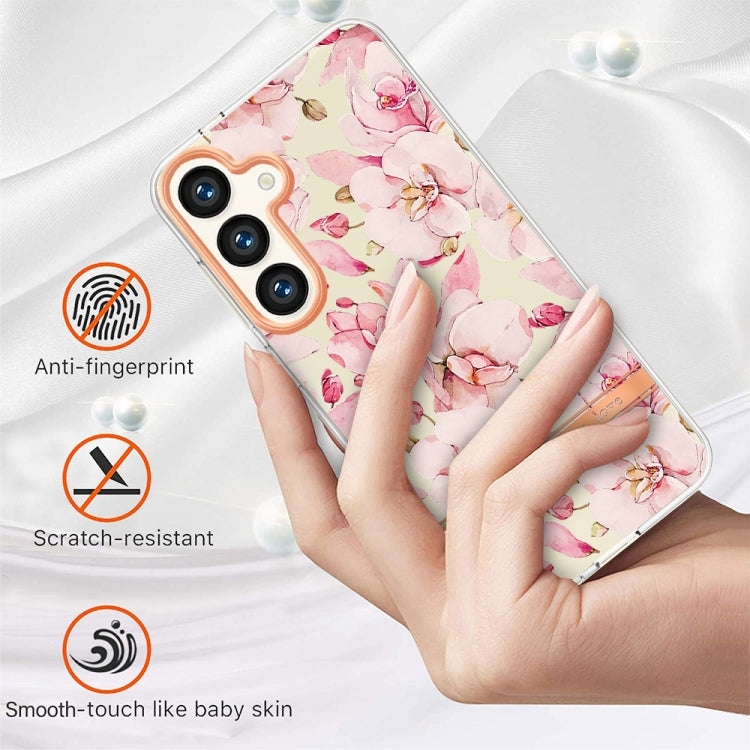For Samsung Galaxy S24+ 5G Flowers and Plants Series IMD TPU Phone Case(Pink Gardenia) - Galaxy S24+ 5G Cases by PMC TechLife | Online Shopping South Africa | PMC TechLife
