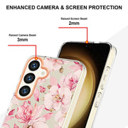 For Samsung Galaxy S24+ 5G Flowers and Plants Series IMD TPU Phone Case(Pink Gardenia)