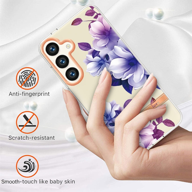 For Samsung Galaxy S24+ 5G Flowers and Plants Series IMD TPU Phone Case(Purple Begonia)