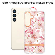For Samsung Galaxy S24 5G Flowers and Plants Series IMD TPU Phone Case(Pink Gardenia)