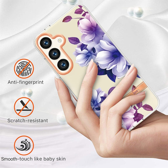 For Samsung Galaxy S24 5G Flowers and Plants Series IMD TPU Phone Case(Purple Begonia)