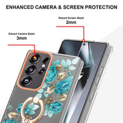 For Samsung Galaxy S25 Ultra 5G Flowers and Plants Series IMD TPU Phone Case with Ring Holder(Blue Rose)