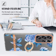 For Samsung Galaxy S25 Ultra 5G Flowers and Plants Series IMD TPU Phone Case with Ring Holder(Orchid Peony)