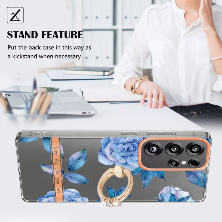 For Samsung Galaxy S25 Ultra 5G Flowers and Plants Series IMD TPU Phone Case with Ring Holder(Orchid Peony)