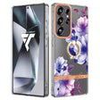 For Samsung Galaxy S25 Ultra 5G Flowers and Plants Series IMD TPU Phone Case with Ring Holder(Purple Begonia) - Galaxy S25 Ultra 5G Cases by PMC TechLife | Online Shopping South Africa | PMC TechLife | Buy Now Pay Later Mobicred