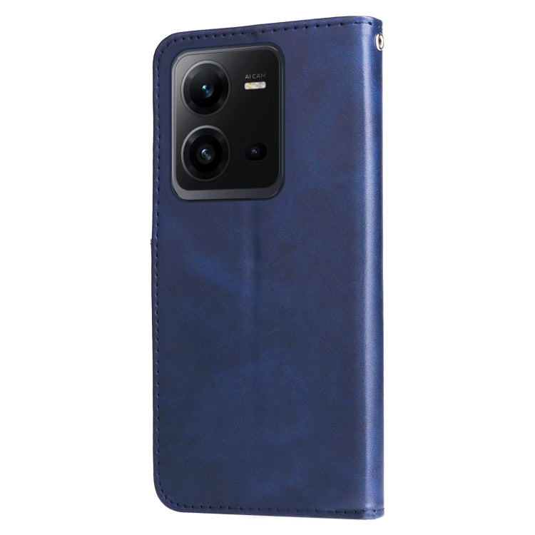 For vivo V25 5G/V25e 4G Calf Texture Zipper Leather Phone Case(Blue) - vivo Cases by PMC TechLife | Online Shopping South Africa | PMC TechLife