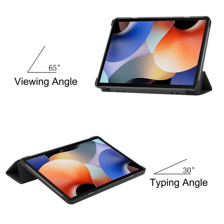 For Blackview Oscal Pad 10 Custer Pure Color 3-Fold Holder Smart Leather Tablet Case(Black) - Others by PMC TechLife | Online Shopping South Africa | PMC TechLife