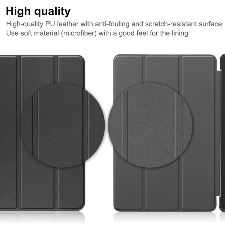 For Blackview Oscal Pad 10 Custer Pure Color 3-Fold Holder Smart Leather Tablet Case(Black) - Others by PMC TechLife | Online Shopping South Africa | PMC TechLife