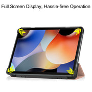 For Blackview Oscal Pad 10 Custer Pure Color 3-Fold Holder Smart Leather Tablet Case(Rose Gold)