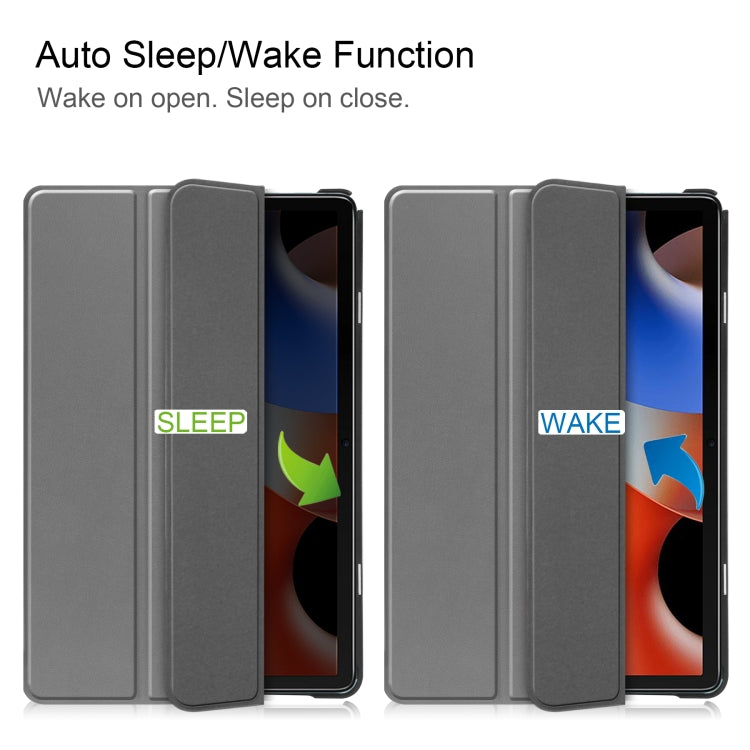 For Blackview Oscal Pad 10 Custer Pure Color 3-Fold Holder Smart Leather Tablet Case(Grey) - Others by PMC TechLife | Online Shopping South Africa | PMC TechLife | Buy Now Pay Later Mobicred