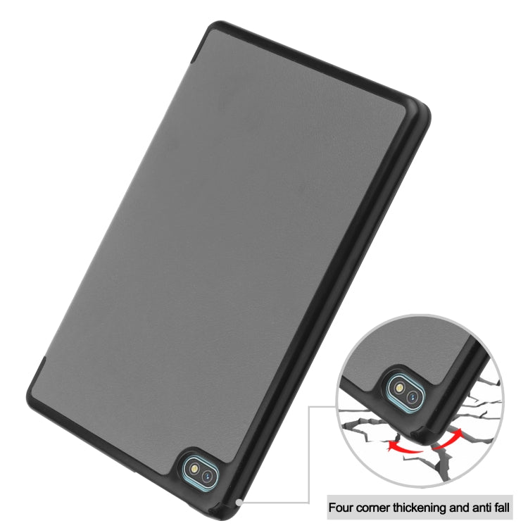 For Blackview Oscal Pad 10 Custer Pure Color 3-Fold Holder Smart Leather Tablet Case(Grey) - Others by PMC TechLife | Online Shopping South Africa | PMC TechLife | Buy Now Pay Later Mobicred