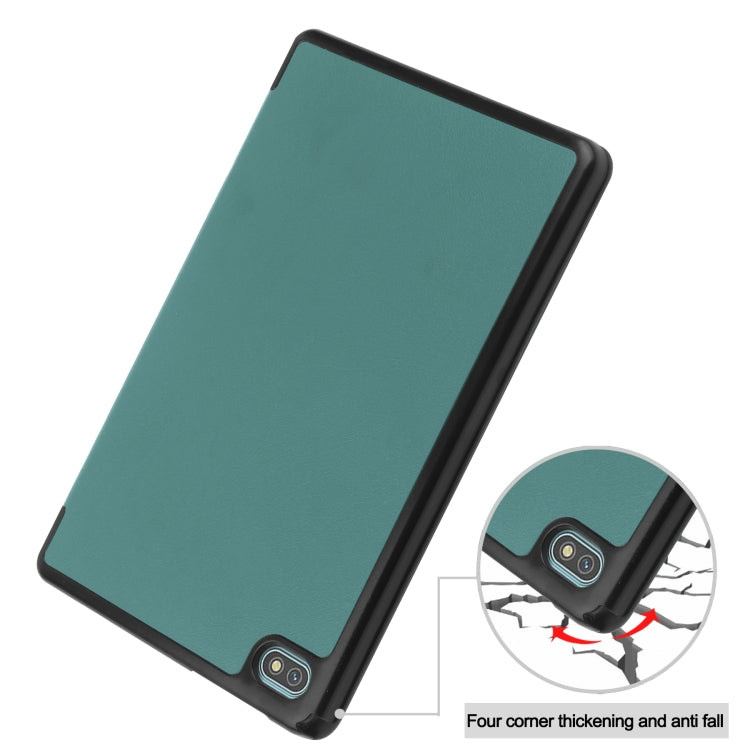For Blackview Oscal Pad 10 Custer Pure Color 3-Fold Holder Smart Leather Tablet Case(Dark Green) - Others by PMC TechLife | Online Shopping South Africa | PMC TechLife | Buy Now Pay Later Mobicred