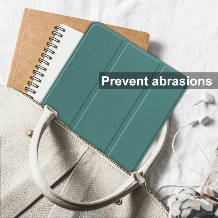 For Blackview Oscal Pad 10 Custer Pure Color 3-Fold Holder Smart Leather Tablet Case(Dark Green) - Others by PMC TechLife | Online Shopping South Africa | PMC TechLife | Buy Now Pay Later Mobicred