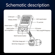 BC85 Colorful Screen Car Bluetooth 5.0 FM Transmitter MP3 Player