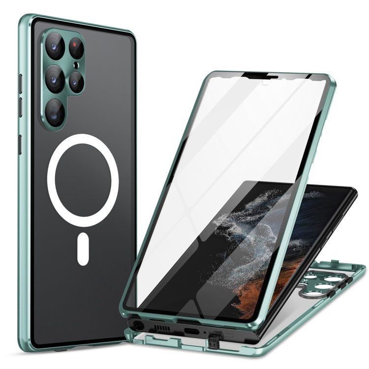 For Samsung Galaxy S21 Ultra 5G HD Full Cover Magsafe Magnetic Metal Tempered Glass Phone Case(Green) - Galaxy S21 Ultra 5G Cases by PMC TechLife | Online Shopping South Africa | PMC TechLife