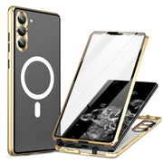 For Samsung Galaxy S24+ 5G HD Full Cover Magsafe Magnetic Metal Tempered Glass Phone Case(Gold)
