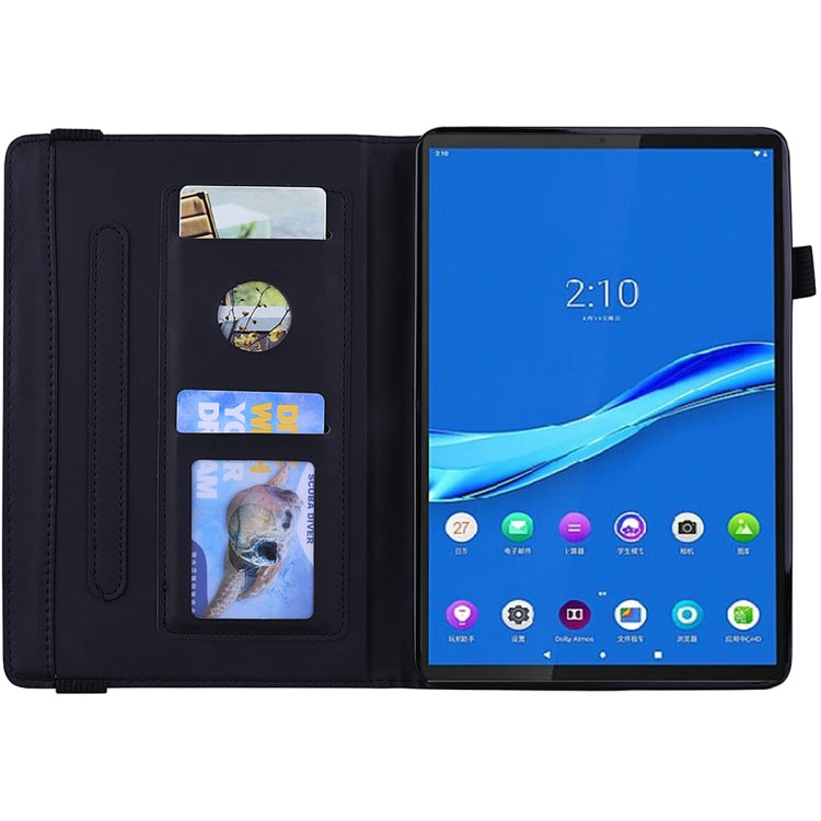 For Lenovo Tab M10 Plus 10.6 3rd Gen 2022 Calf Texture Embossed Flip Leather Tablet Case(Black)