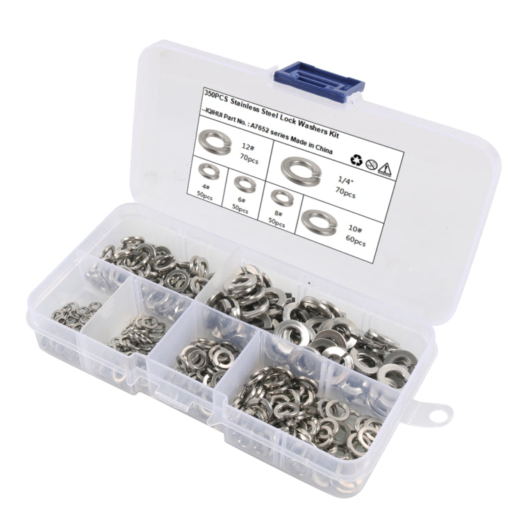 A7652 350 in 1 6 Sizes 304 Stainless Steel Split Lock Spring Washer Kit - Booster Cable & Clip by PMC TechLife | Online Shopping South Africa | PMC TechLife | Buy Now Pay Later Mobicred