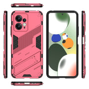 For Xiaomi Redmi Note 12 4G Global Punk Armor 2 in 1 PC + TPU Shockproof Phone Case with Holder(Rose Red)