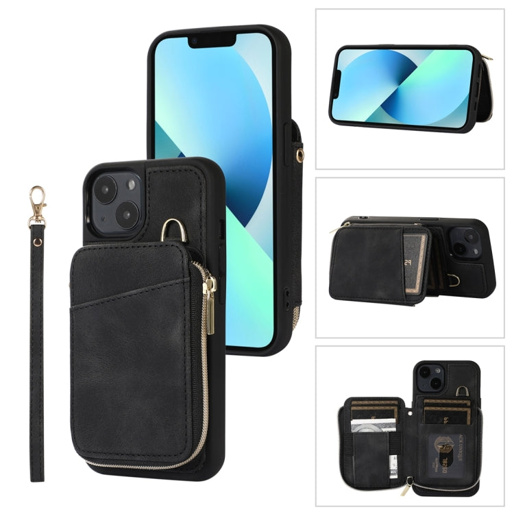 For iPhone 14 Zipper Card Bag Back Cover Phone Case(Black) - iPhone 14 Cases by PMC TechLife | Online Shopping South Africa | PMC TechLife