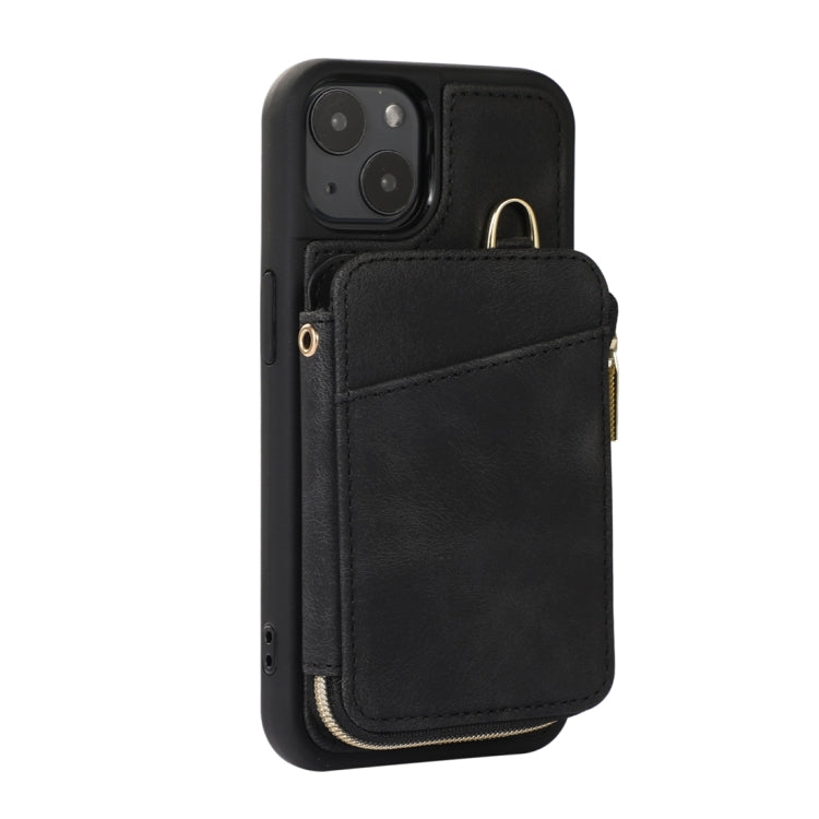 For iPhone 14 Zipper Card Bag Back Cover Phone Case(Black) - iPhone 14 Cases by PMC TechLife | Online Shopping South Africa | PMC TechLife