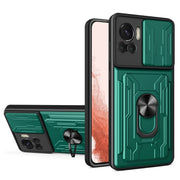 For Motorola Edge 30 Ultra 5G / Moto X30 Pro Sliding Camshield TPU+PC Phone Case with Card Slot(Dark Green)