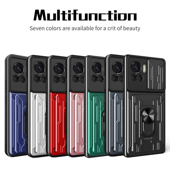 For Motorola Edge 30 Ultra 5G / Moto X30 Pro Sliding Camshield TPU+PC Phone Case with Card Slot(Dark Green)