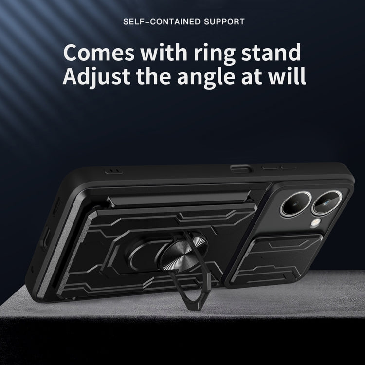 For Realme 10 4G Sliding Camshield TPU+PC Phone Case with Card Slot(Blue) - Realme Cases by PMC TechLife | Online Shopping South Africa | PMC TechLife | Buy Now Pay Later Mobicred