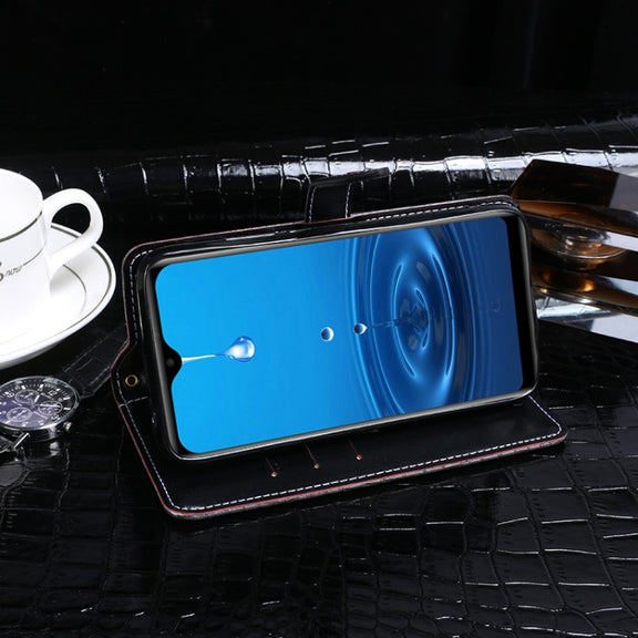 For Leagoo M12 idewei Crocodile Texture Horizontal Flip Leather Case with Holder & Card Slots & Wallet(Dark Blue)