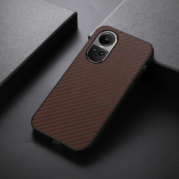 For OPPO Reno10 Global / 10 Pro Global Carbon Fiber Texture Shockproof Phone Case(Brown) - OPPO Cases by PMC TechLife | Online Shopping South Africa | PMC TechLife | Buy Now Pay Later Mobicred