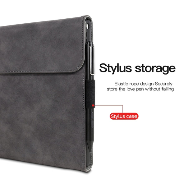For Microsoft Surface Pro X Sheepskin All-Inclusive Shockproof Protective Case with Power Bag(Grey)