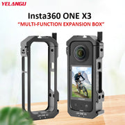 For Insta360 X3 YELANGU LW-ONE X3 Metal Cage Extended Frame Case With T1 Tripod
