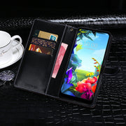 For LG K50S idewei Crocodile Texture Horizontal Flip Leather Case with Holder & Card Slots & Wallet(Black)