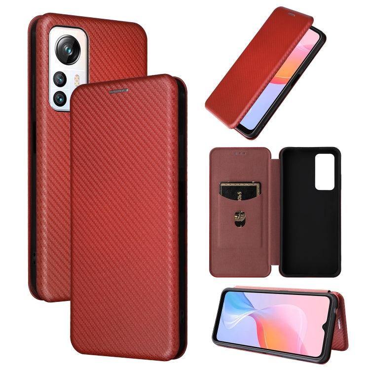 For Blackview A85 Carbon Fiber Texture Flip Leather Phone Case(Brown) - More Brand by PMC TechLife | Online Shopping South Africa | PMC TechLife | Buy Now Pay Later Mobicred